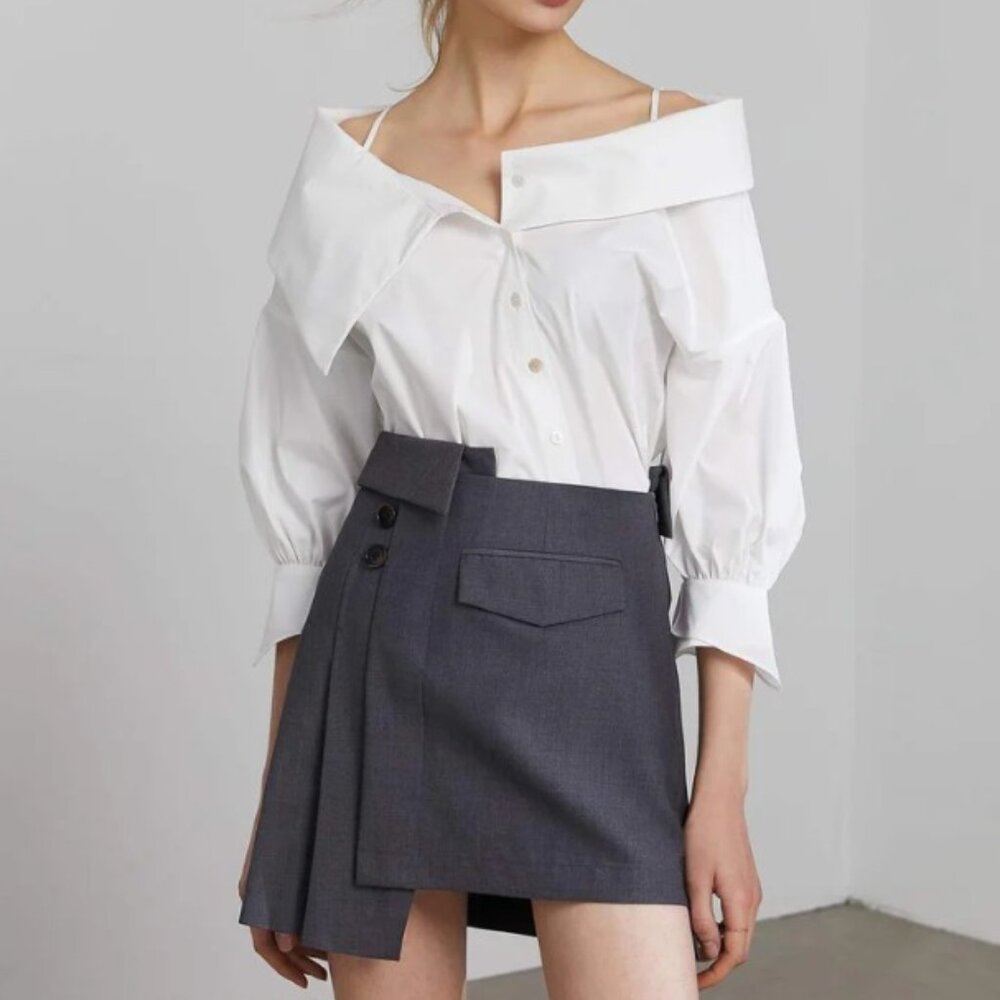 NWT J.ING Jilted Grey Asymmetrical Mini Skort